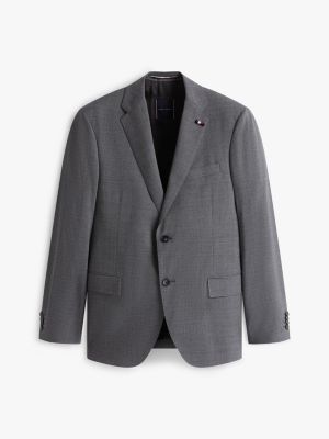 grey textured wool blend suit for men tommy hilfiger