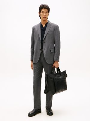 grey textured wool blend suit for men tommy hilfiger