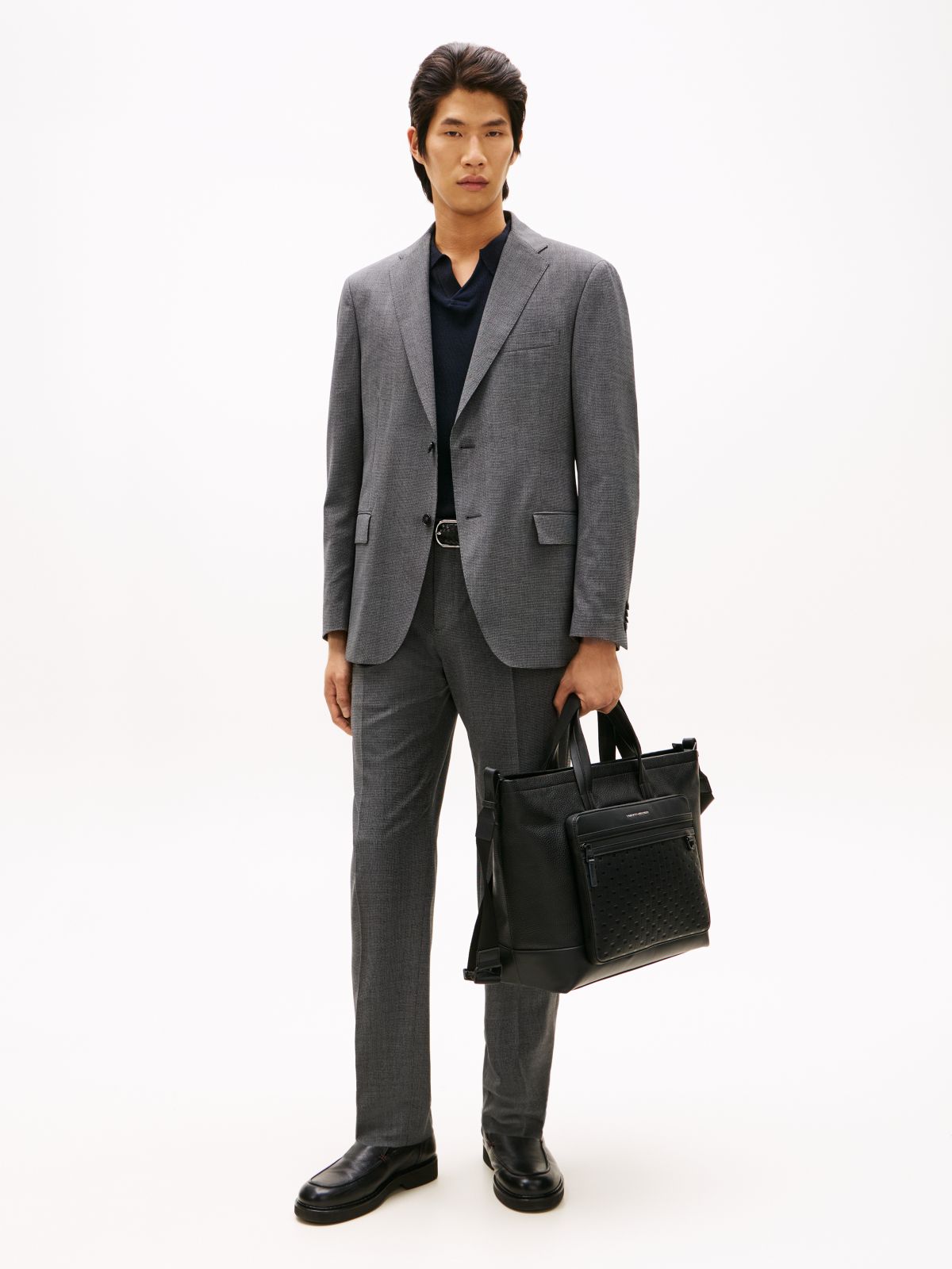 Textured Wool Blend Suit — Grey