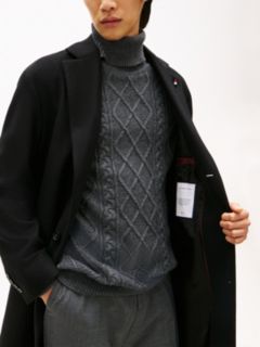 Single Breasted Longline Coat With Cashmere — Black 3