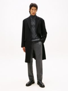 Single Breasted Longline Coat With Cashmere — Black 1