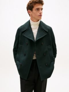 Wool Blend Double Breasted Peacoat — Green 2