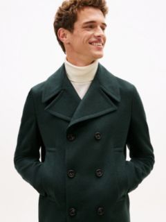 Wool Blend Double Breasted Peacoat — Green 3