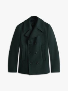 Wool Blend Double Breasted Peacoat — Green 6