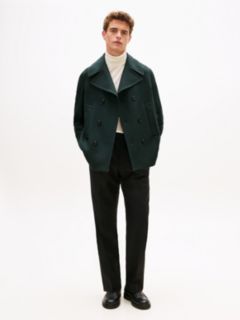 Wool Blend Double Breasted Peacoat — Green 1