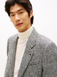 Houndstooth Wool Blend Regular Fit Blazer — Grey 2