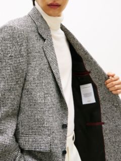 Houndstooth Wool Blend Regular Fit Blazer — Grey 4