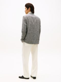 Houndstooth Wool Blend Regular Fit Blazer — Grey 5