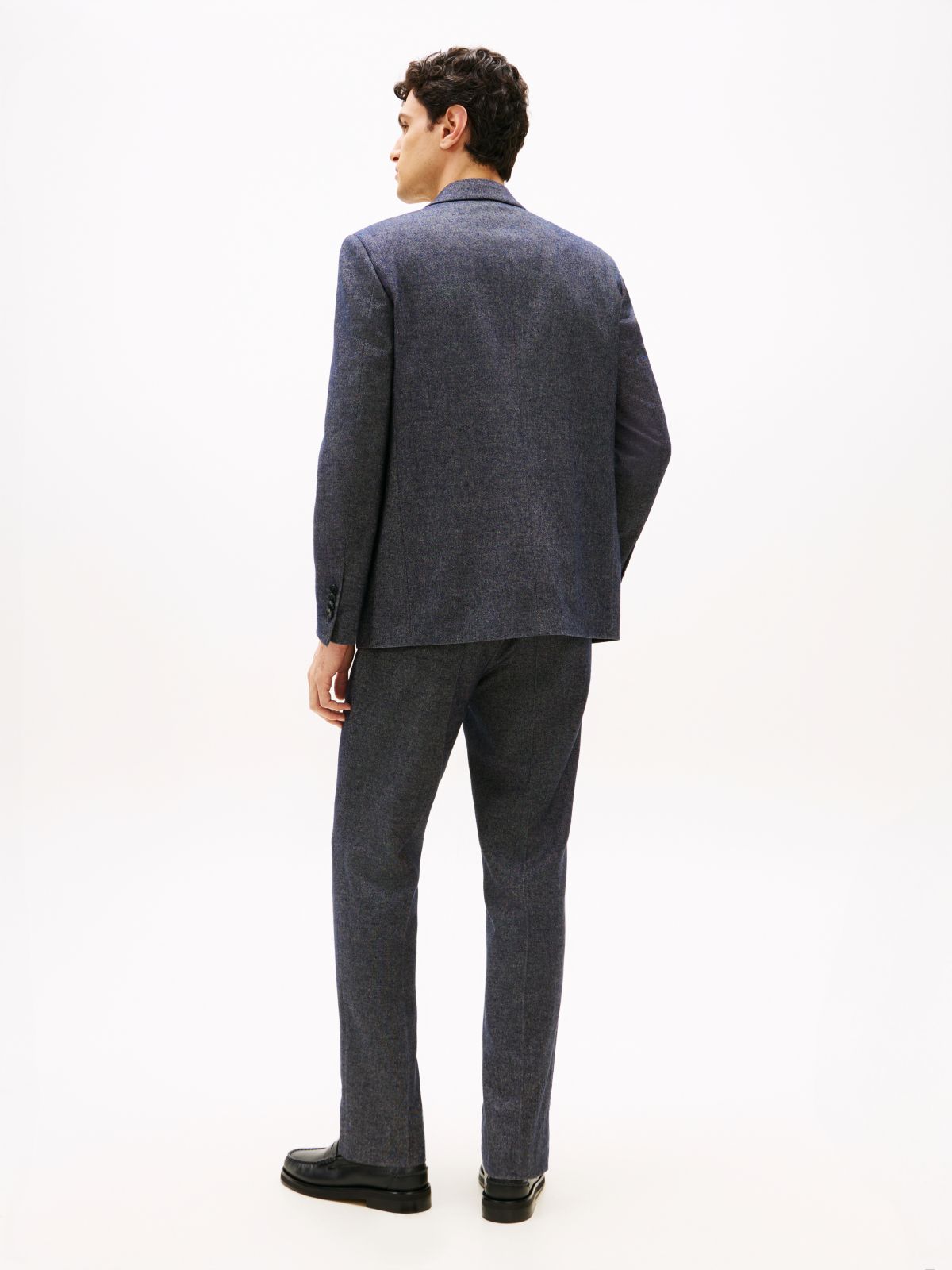 Wool Blend Twill Regular Fit Blazer — Blue