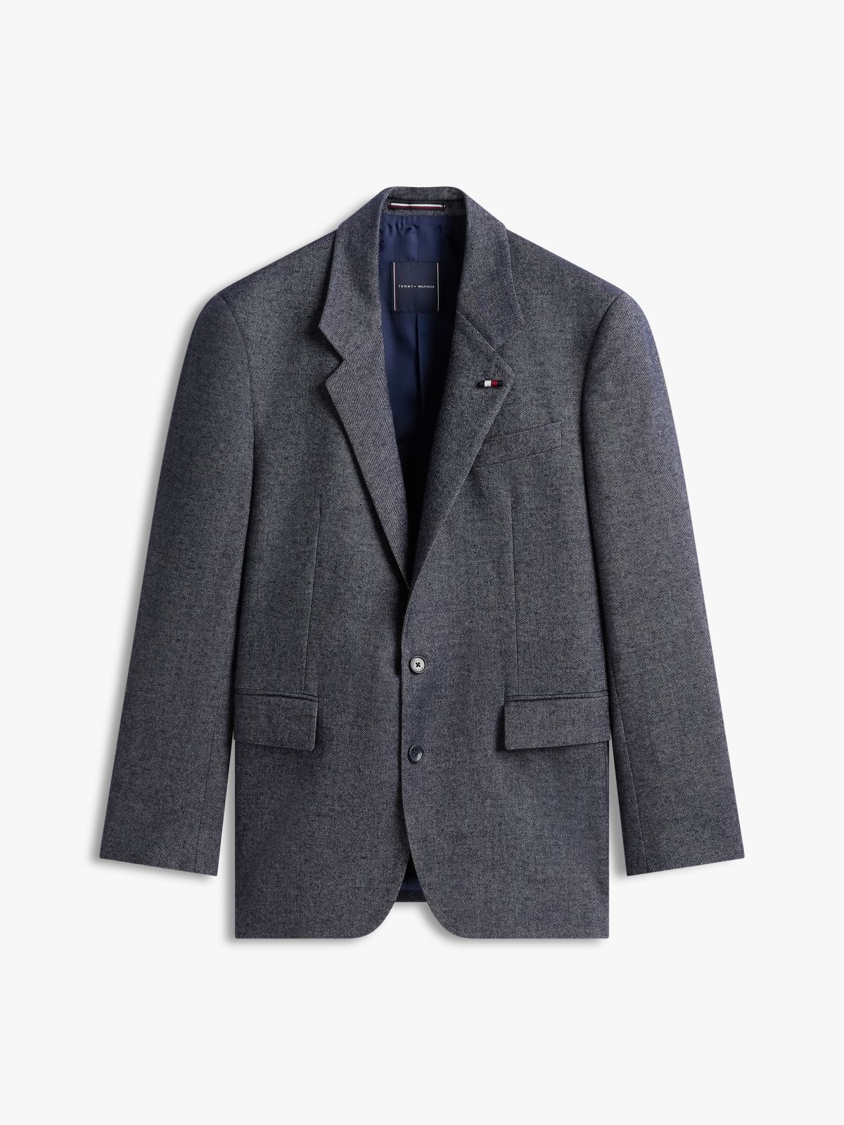 Wool Blend Twill Regular Fit Blazer — Blue