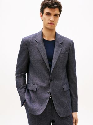 blue wool blend twill regular fit blazer for men tommy hilfiger