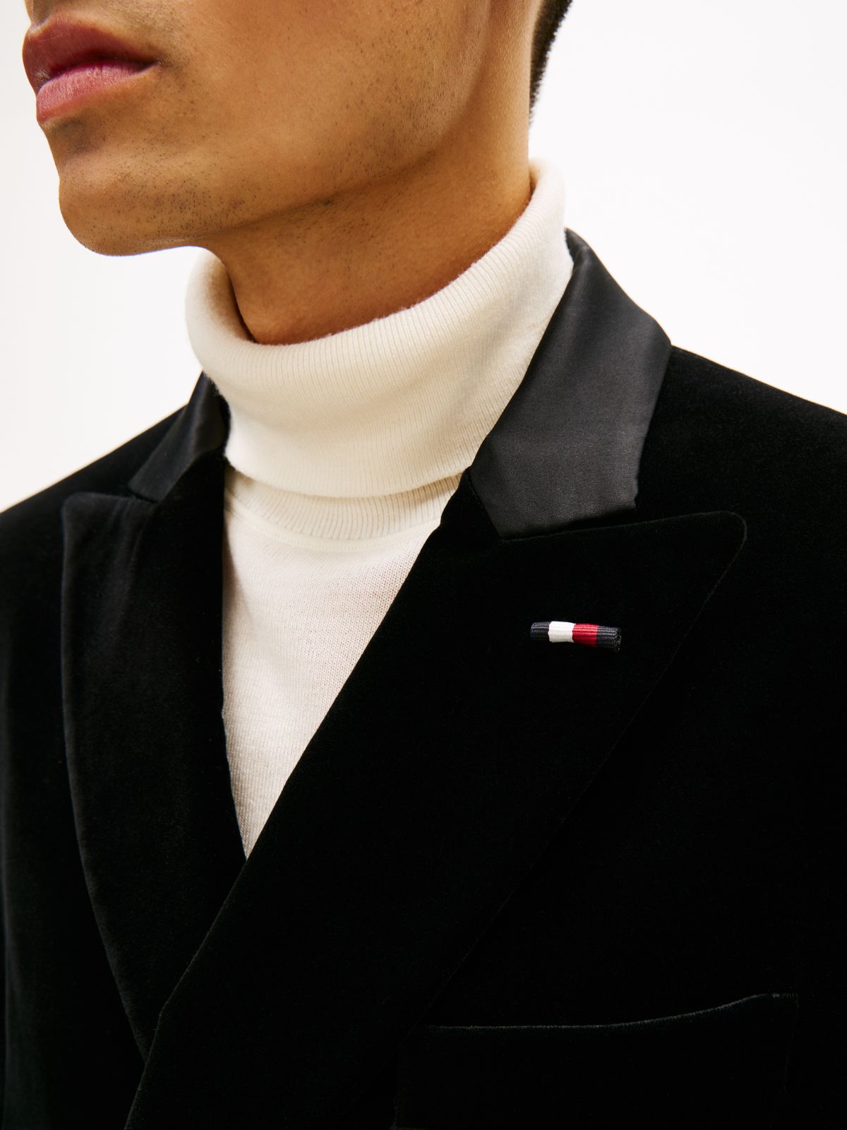 Velvet Regular Fit Double Breasted Blazer — Black
