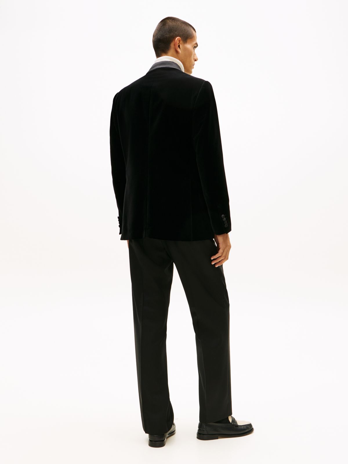 Velvet Regular Fit Double Breasted Blazer — Black