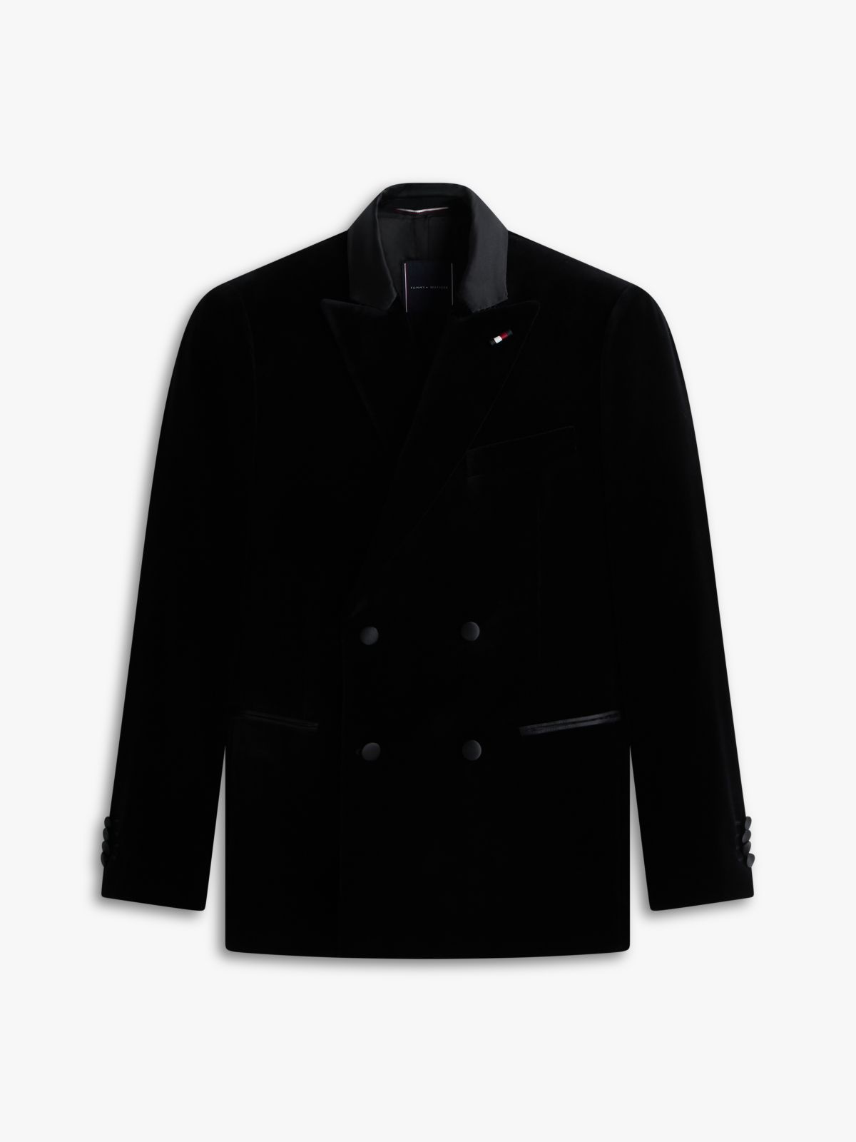 Velvet Regular Fit Double Breasted Blazer — Black