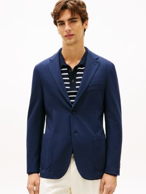 blue jersey regular fit blazer for men tommy hilfiger
