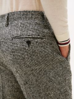 Houndstooth Wool Blend Trousers — Grey 3
