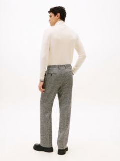 Houndstooth Wool Blend Trousers — Grey 4