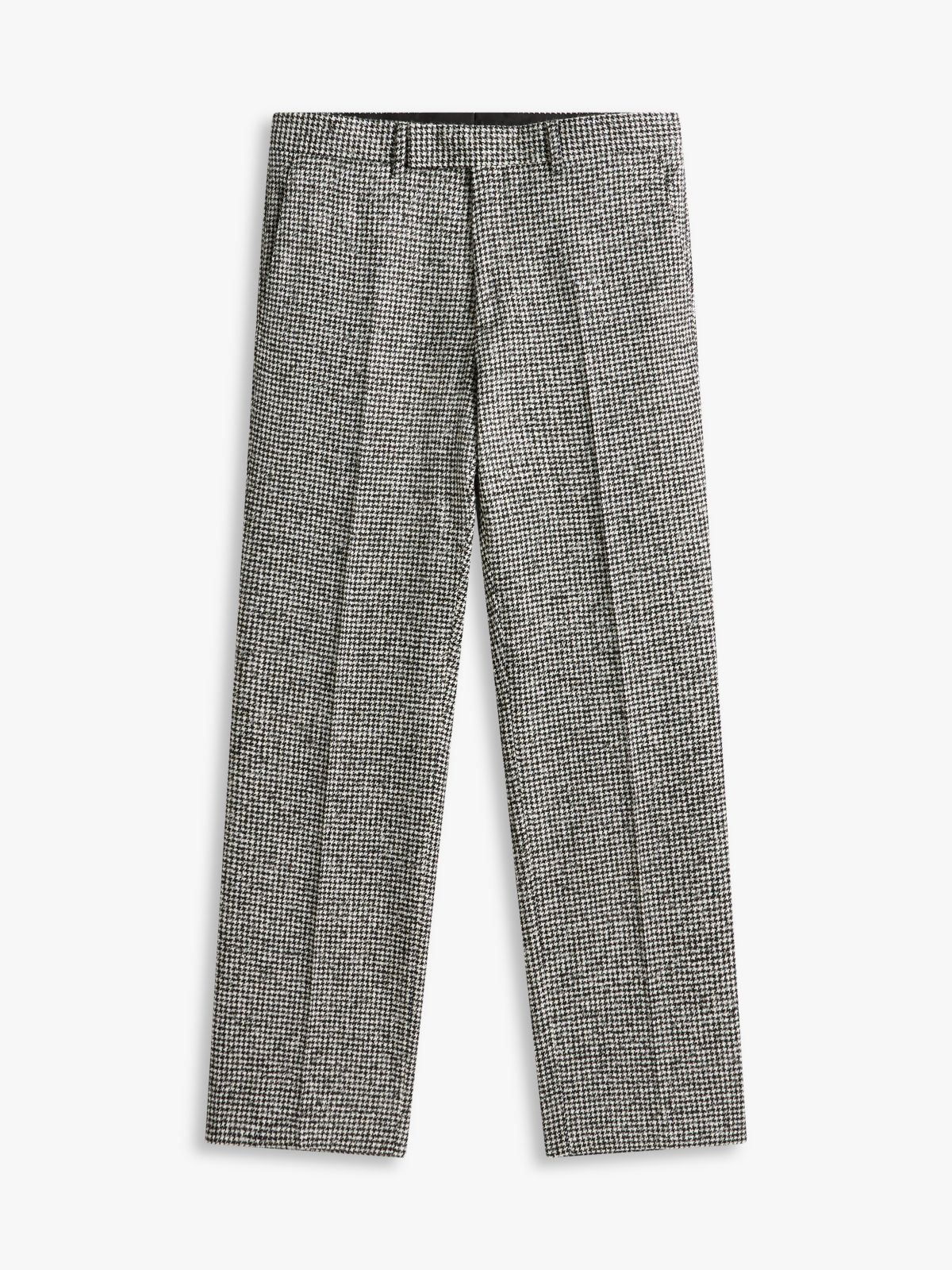 Houndstooth Wool Blend Trousers — Grey