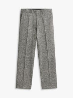 Houndstooth Wool Blend Trousers — Grey 5
