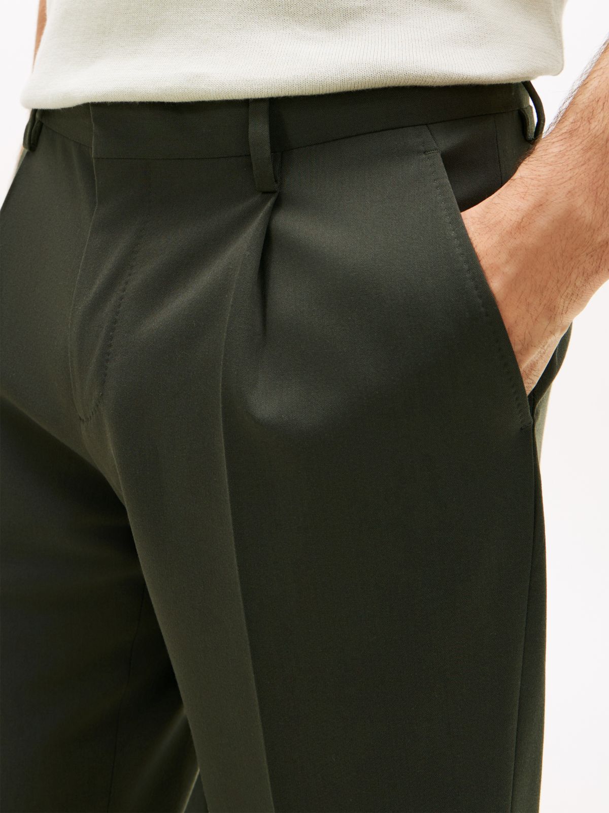 Technical Twill Trousers With Wool — Green
