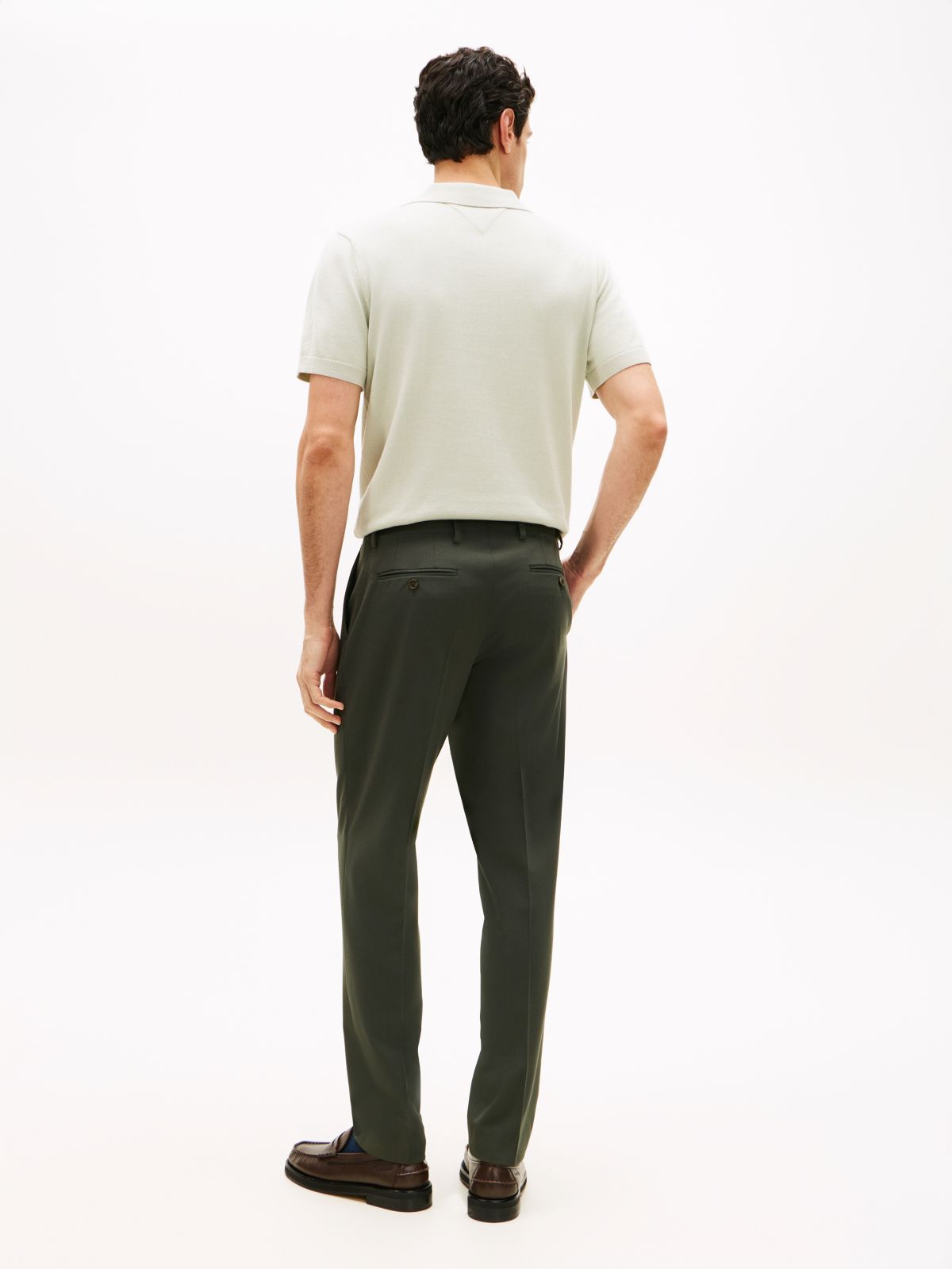 Technical Twill Trousers With Wool — Green