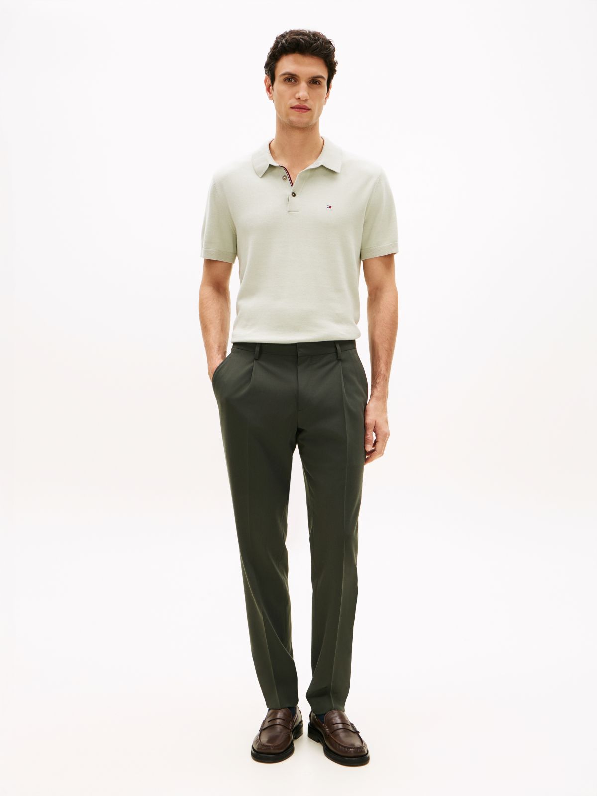 Technical Twill Trousers With Wool — Green