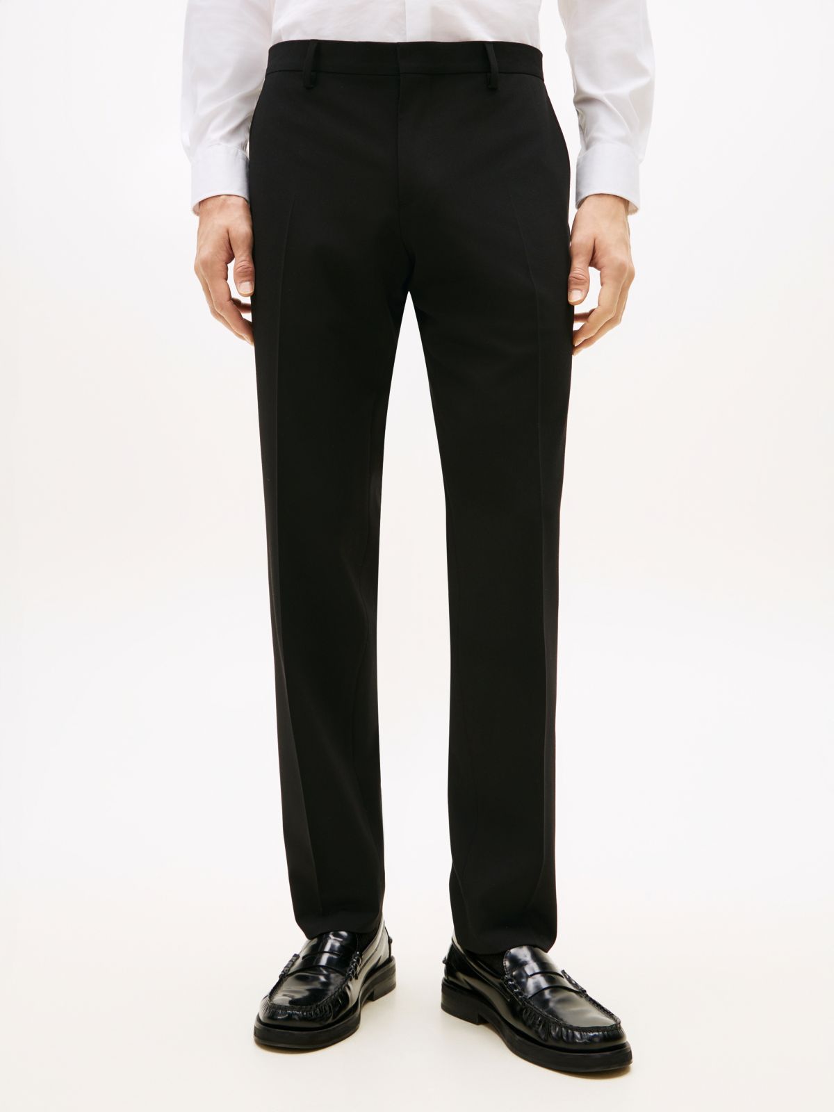 Technical Twill Trousers With Wool — Black
