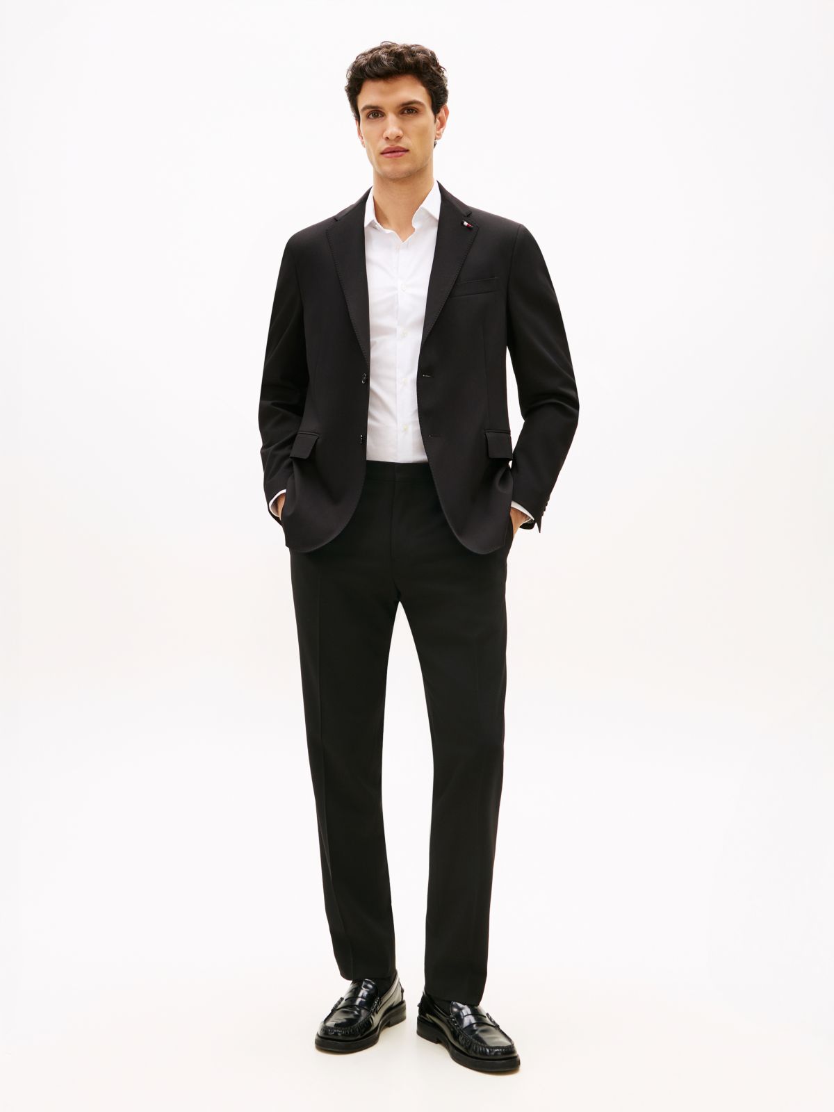 Technical Twill Trousers With Wool — Black