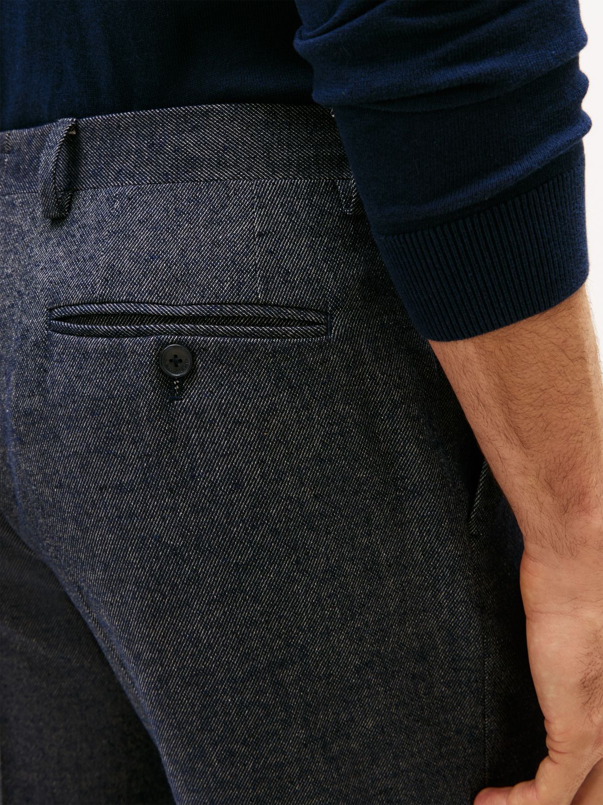 Wool Blend Twill Trousers — Blue