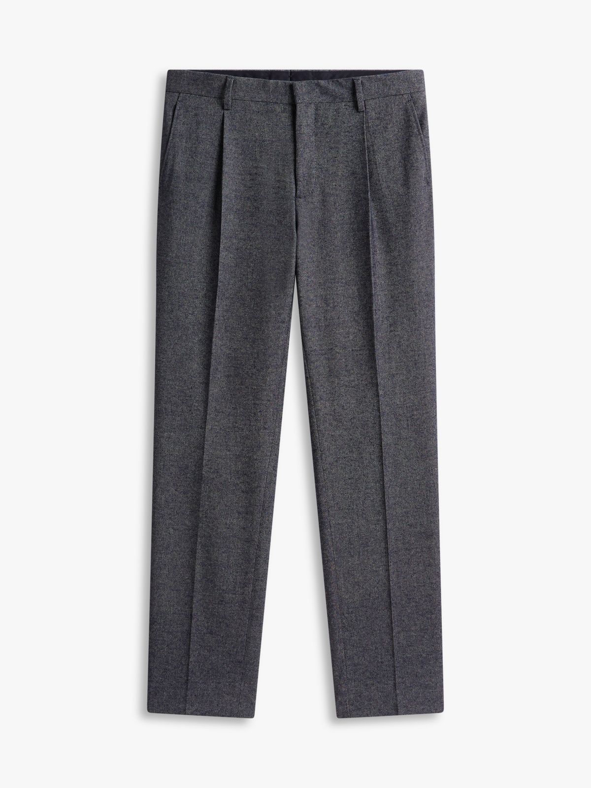 Wool Blend Twill Trousers — Blue