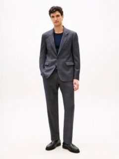 Wool Blend Twill Trousers — Blue 1