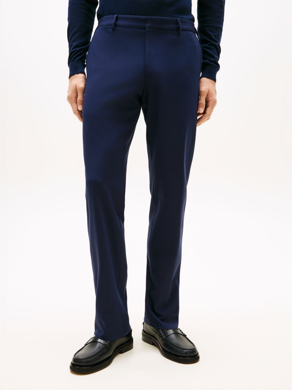 Jersey Pressed Crease Trousers — Blue