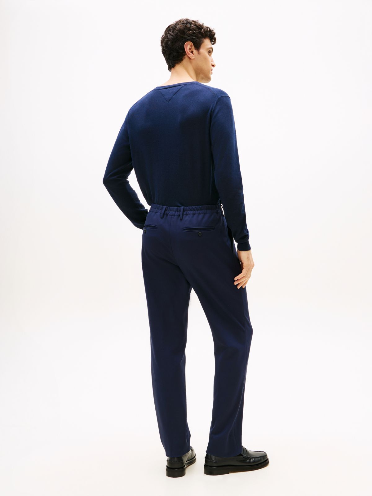 Jersey Pressed Crease Trousers — Blue