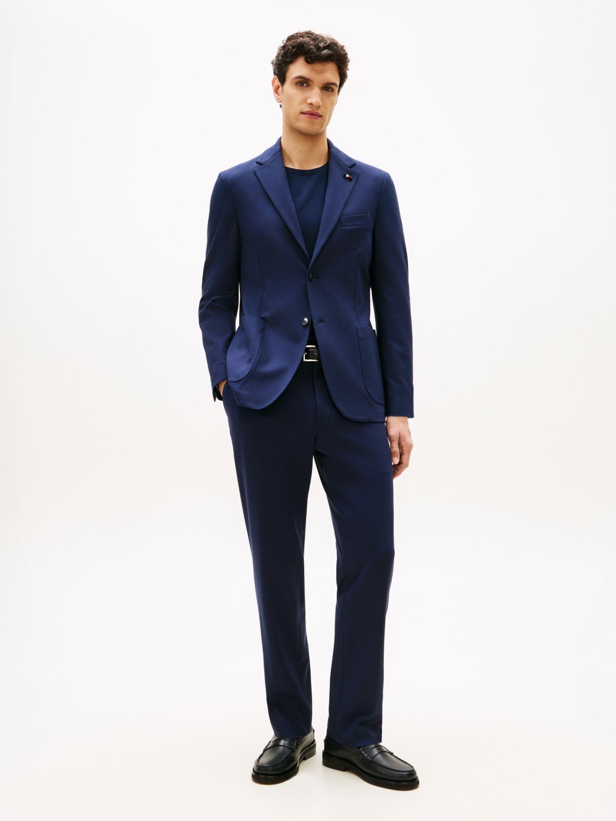 Jersey Pressed Crease Trousers — Blue