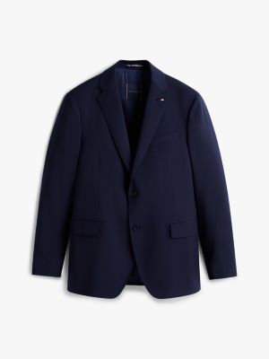 blue regular fit wool blend suit for men tommy hilfiger