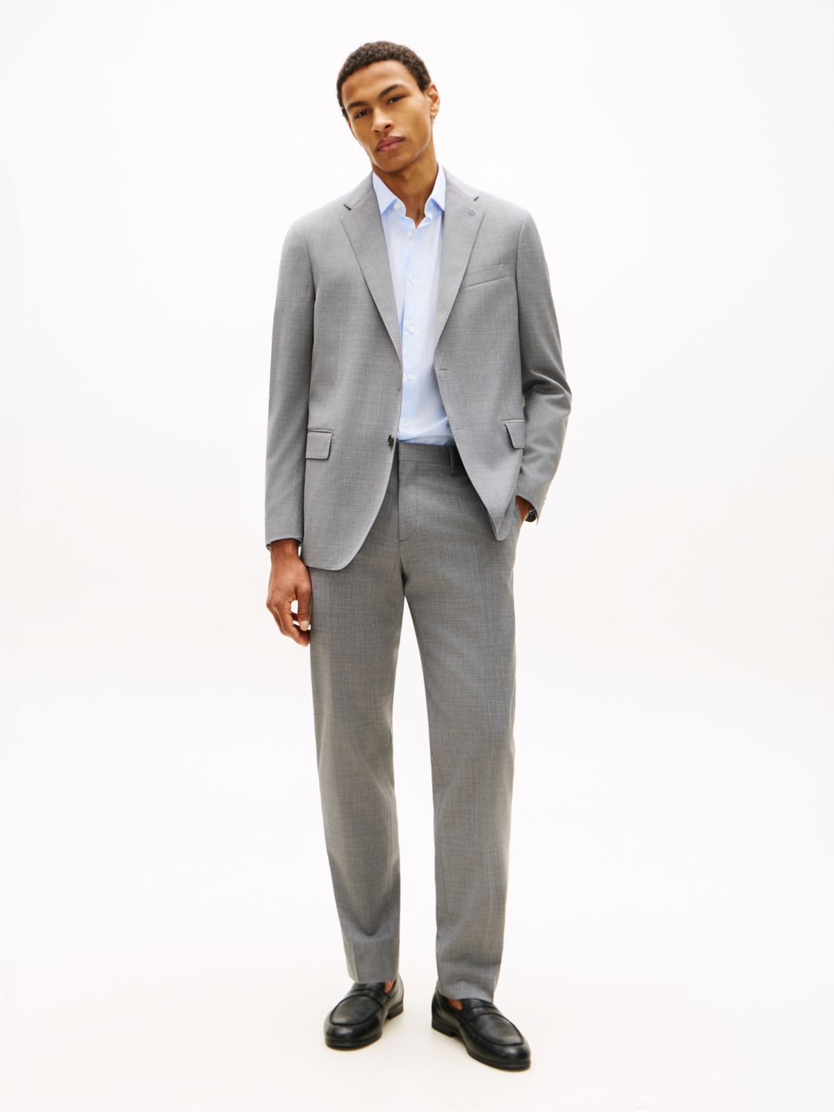 Regular Fit Wool Blend Suit — Grey