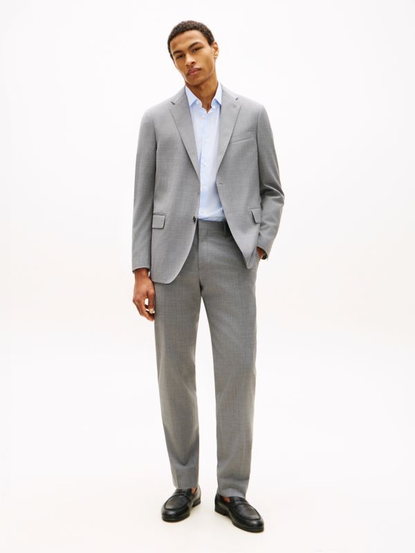 Regular Fit Wool Blend Suit — Grey