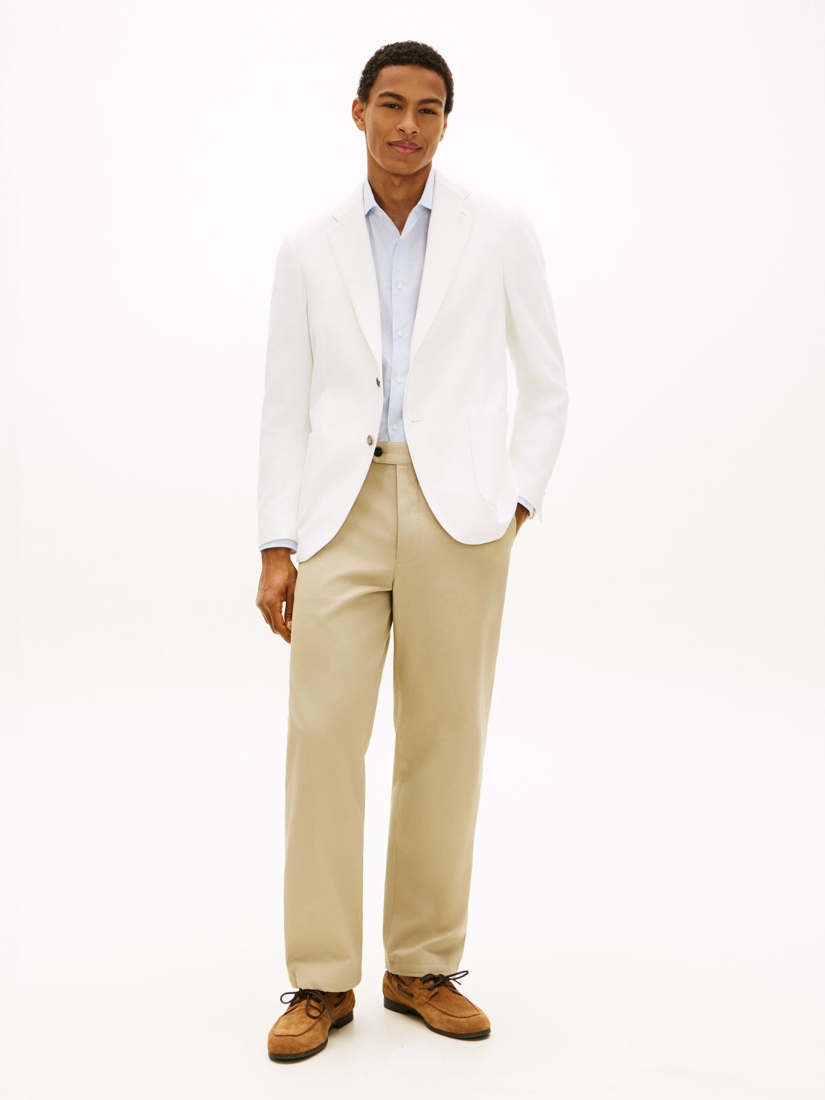 Regular Fit Twill Single Breasted Blazer — White