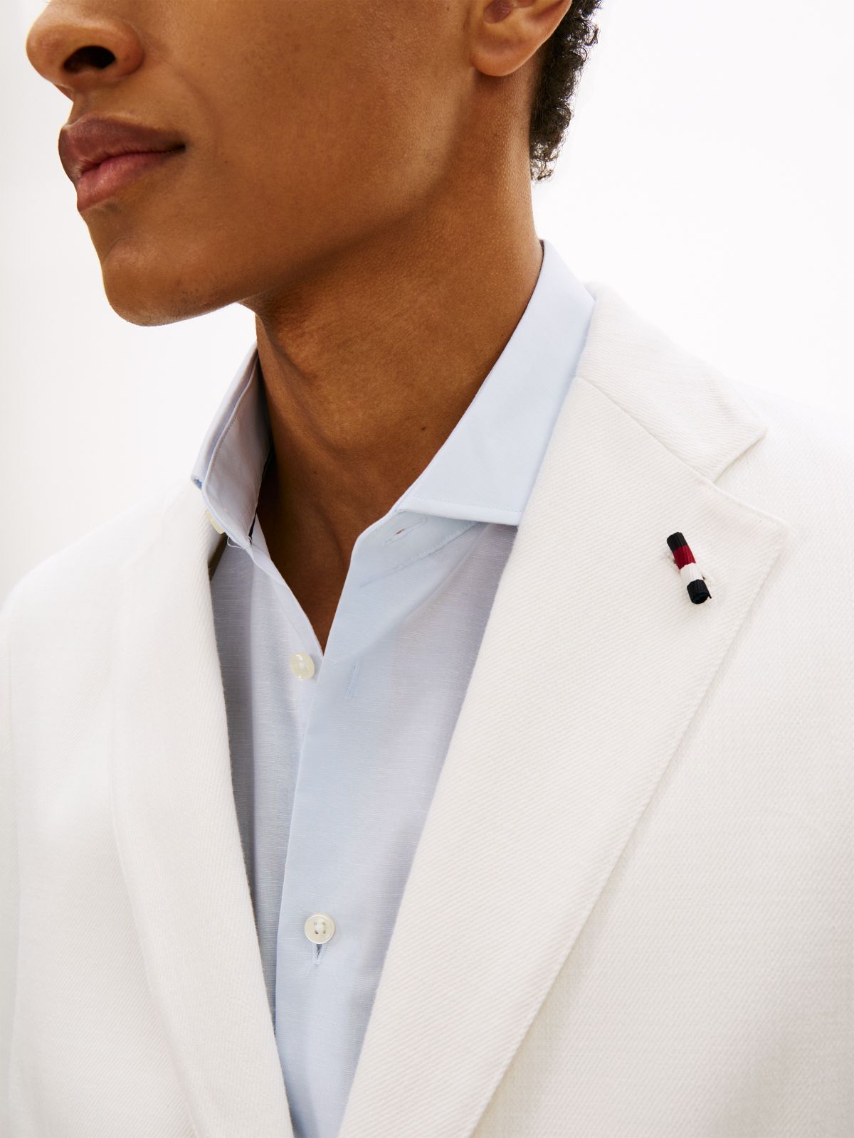 Regular Fit Twill Single Breasted Blazer — White