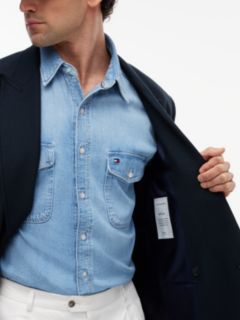 Regular Fit Wool Blend Double Breasted Blazer — Blue 4