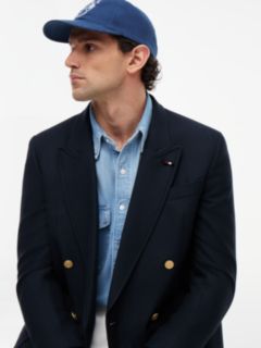Regular Fit Wool Blend Double Breasted Blazer — Blue 5