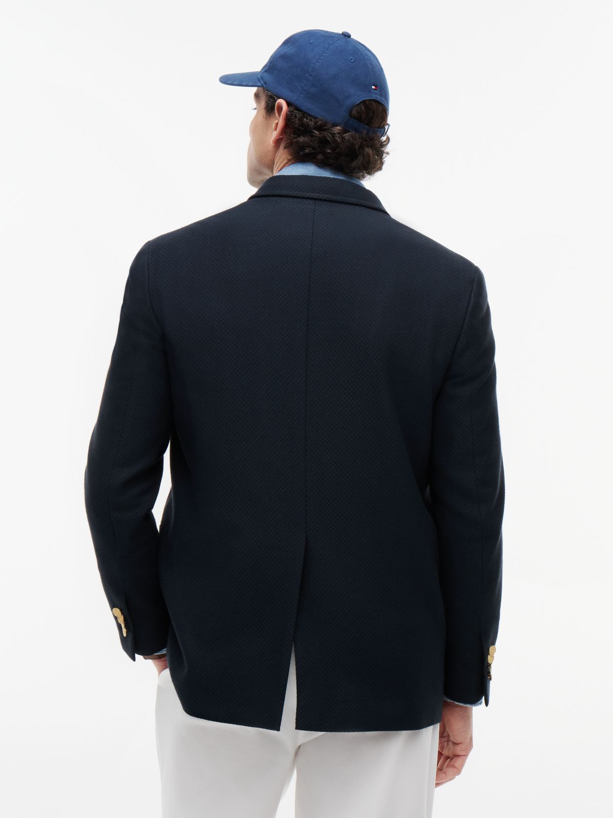 Regular Fit Wool Blend Double Breasted Blazer — Blue