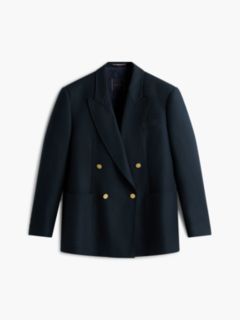Regular Fit Wool Blend Double Breasted Blazer — Blue 7