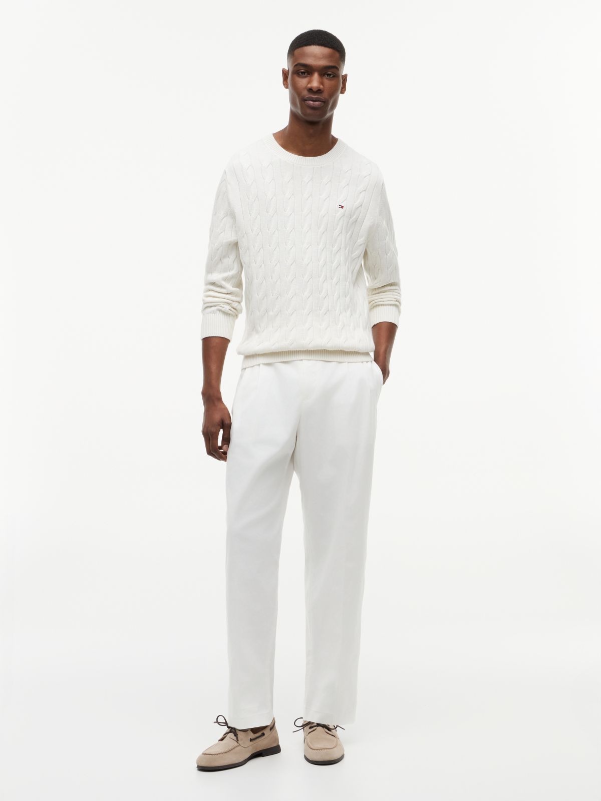 Regular Gabardine Pressed Crease Trousers — White