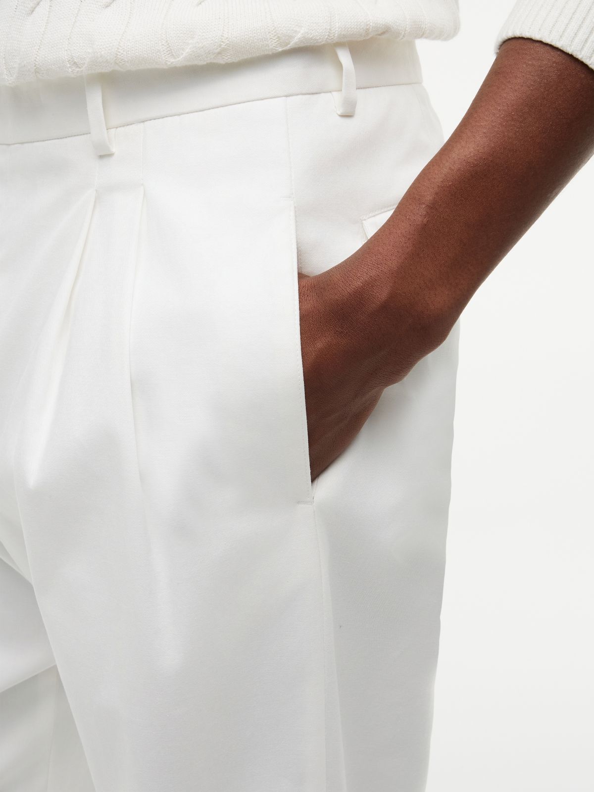 Regular Gabardine Pressed Crease Trousers — White