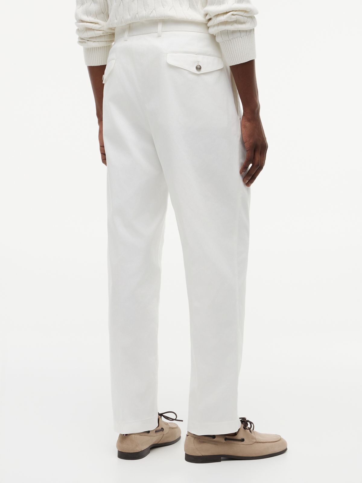 Regular Gabardine Pressed Crease Trousers — White
