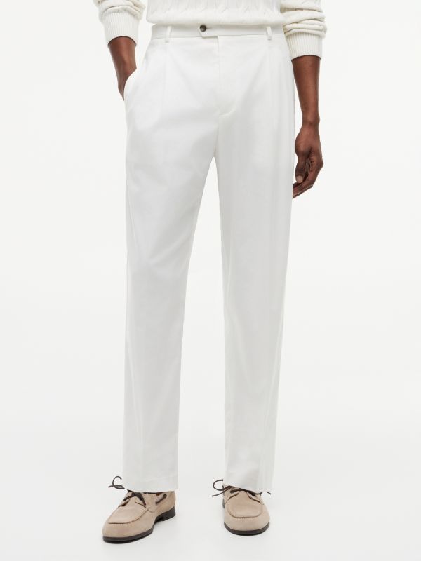 Regular Gabardine Pressed Crease Trousers — White