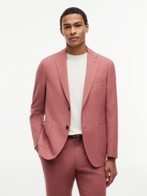 pink regular fit canvas blazer with linen for men tommy hilfiger