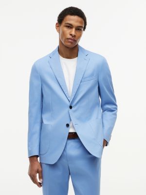 blue regular fit gabardine single breasted blazer for men tommy hilfiger