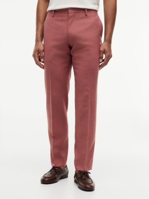 pantalon en toile de lin mélangé pink pour hommes tommy hilfiger